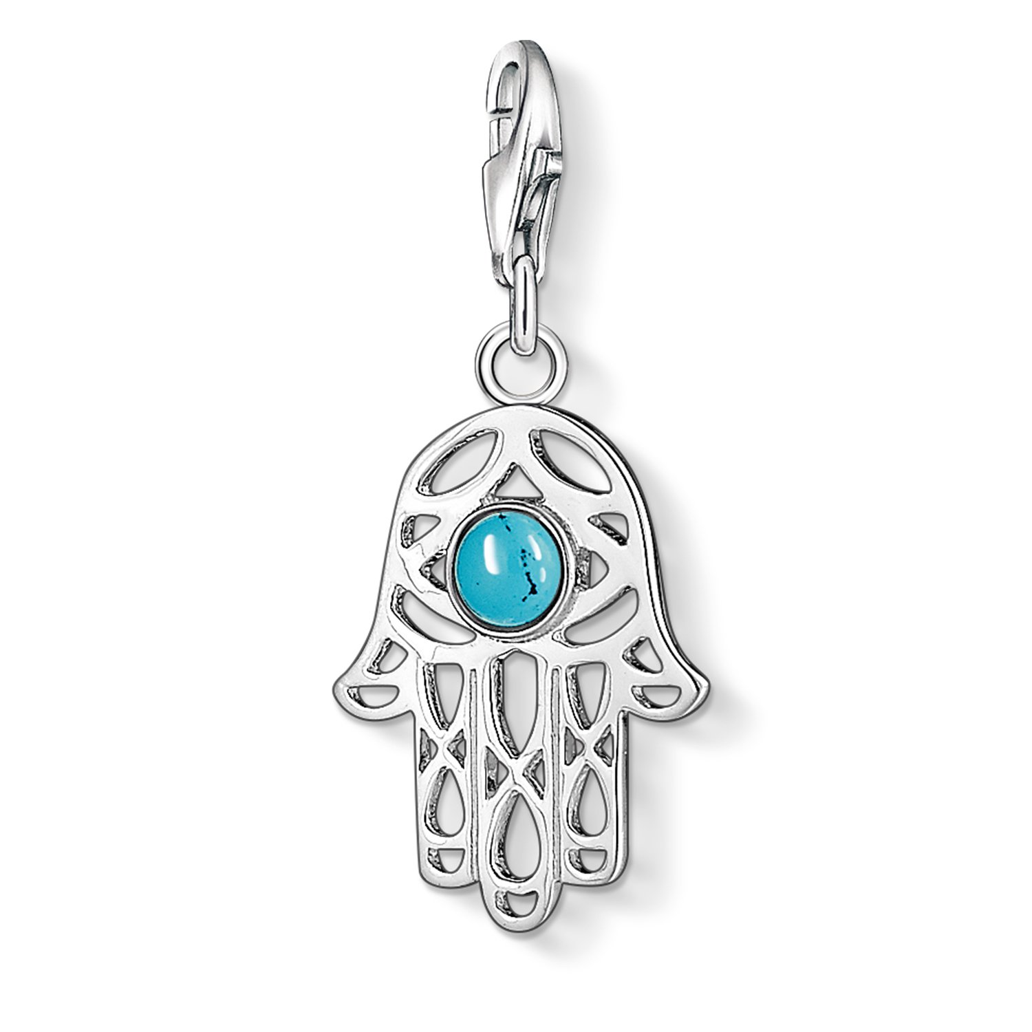 Thomas Sabo Women Charm Pendant Hand of Fatima Turquoise Charm Club 925 Sterling Silver 1052-404-17