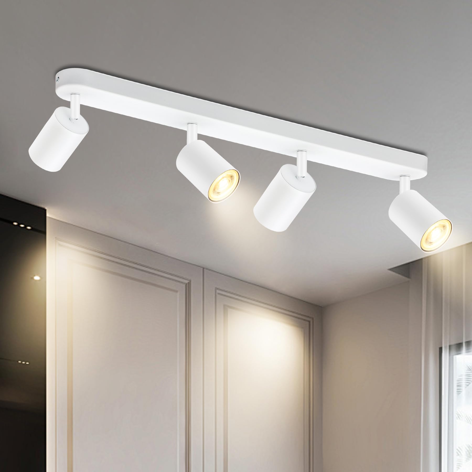 BOYIR GU10 Ceiling Spotlight 2 Spots White Adjustable Modern Indoor Ceiling Light for Kitchen, Bedroom, Living Room, Hallway, Bulb Not Included