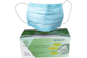 Ship From Canada - Face Mask 3Ply Disposable for Adults, Blue Color (50 Pcs.) Non Medical - Protective with Earloops - Non Wo