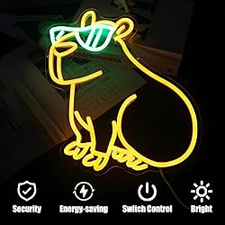 Cool Capybara Neon Sign Cute Animal with Glasses