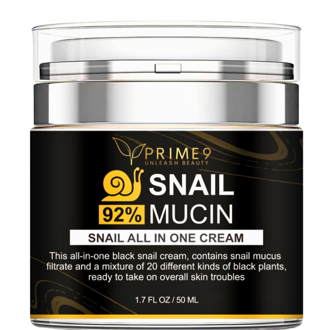 Prime9 Snail Mucin Cream 92% – Korean All-in-One Moisturiser for Deep Hydration, Smooth Skin, Anti-Aging & Blemish Care, Face Cream for Sensitive Skin