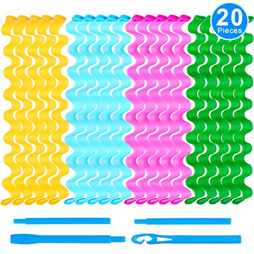 Duufin 24 Pcs Wave Hair Curler Rollers 65 Centimeters Heatless Water Ripple Curlers Magic Hair Rollers DIY Hair Style Tools Set for Women and Girls (Bonus: 1 Pc Hook) - Thumbnail 7