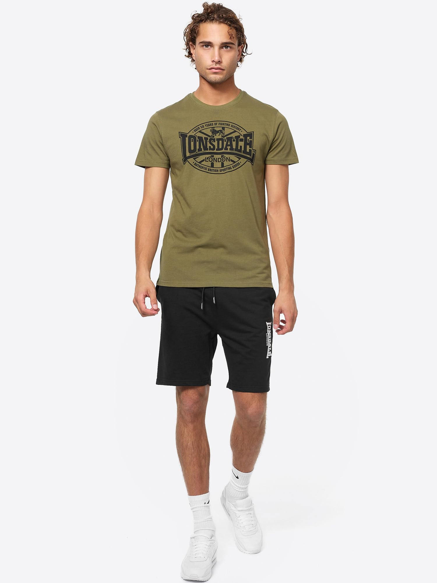 Lonsdale Herren T-Shirt Normale Passform Doppelpack MORHAM Black/Olive L 117432 3