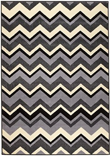 NEW CHATEAU #17 GREY BLACK CHEVRON MODERN ABSTRACT STYLE AREA RUG (2" X 3" ACTUAL IS 22 INCH X 35 INCH)