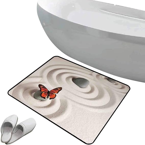 Alfombra de baño antideslizante de felpudo Mariposas Alfombrilla goma