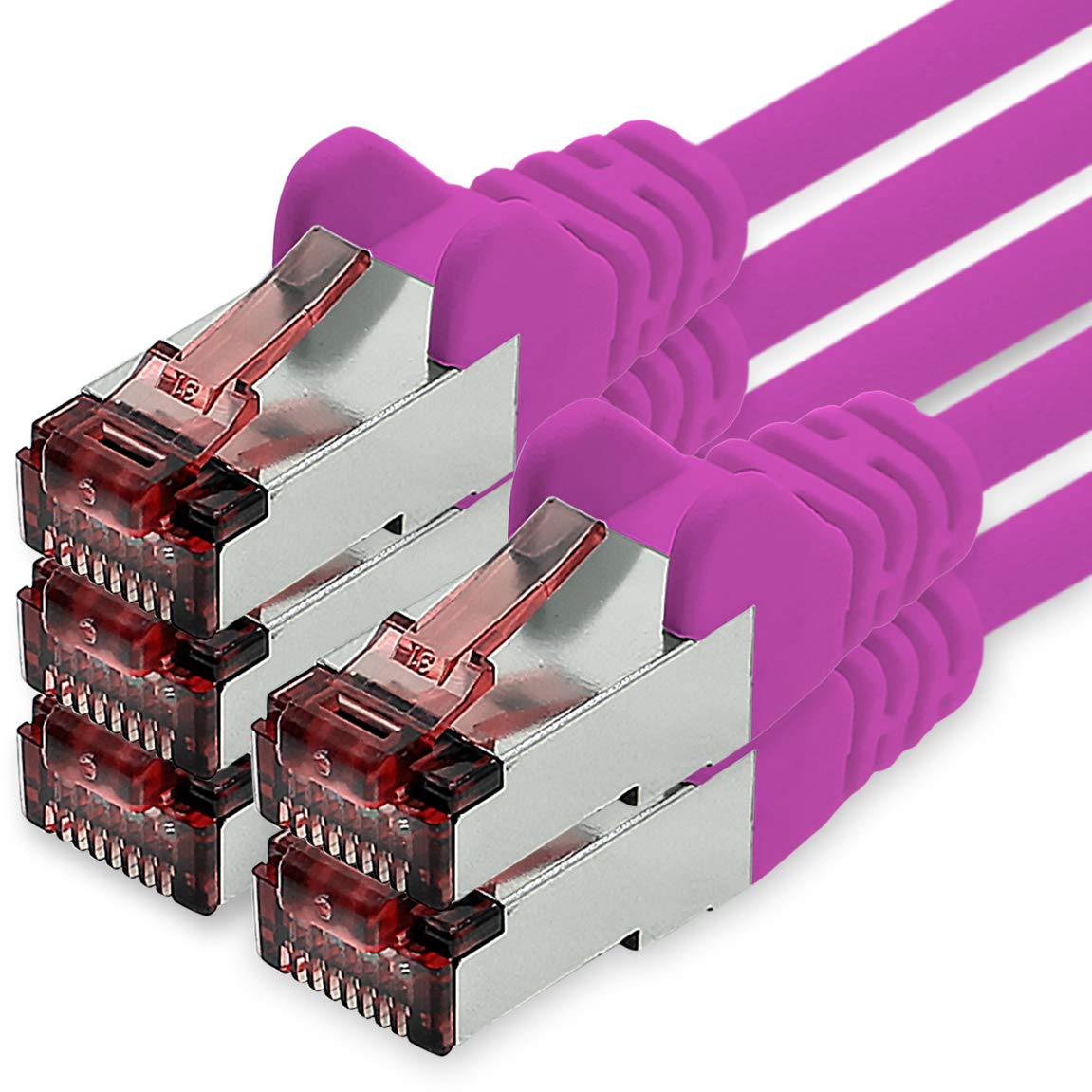 freiwerk Network cable Cat.6 0.5m magenta - 5 x Ethernet cable Lankabel Cat6 Lan network cable Sftp Pimf patch cable 1000 Mbit s