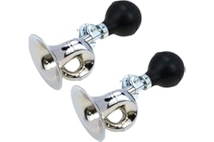AUTUT 2 Pcs Bugle Horn Retro Clown Horn Kids Bike Horn Metal Air Horn with Squeeze Bulb for Bicycle, Golf Cart