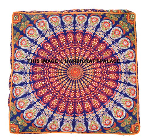 Handicraft-Palace-Indian-Peacock-Mandala-Floor-Pillow-Throw-Square-Cushion-Cover-Meditation-Pouf-SOLD