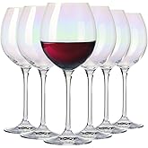 Krosno Iridescent Wine Glasses, Rainbow Collection, Set of 6, 14.9 oz, Handcrafted Glassware, for Red & White Wine, Unique Design, Hand Wash | Lead-Free Crystal Glass