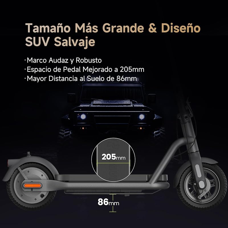Patinete Eléctrico N65i Homologado DGT, 65km Autonomía, Motor 1000W, Máx 25km/h, Frenos Tambor y Disco con E-ABS, Intermitentes, App Móvil, Pendiente 22%