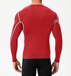 Red Compression Shirts Mens Long Sleeve Running Gym