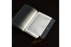 ZWJFDCBD Book Light, Rechargeable Clear LED Flat Book Lights for Reading in Bed at Night with 3 Colors & Timer, Dimmable Panel Plate Book Lamp Full Page Light, Bookish Gifts for Women Readers Kids Book Lovers