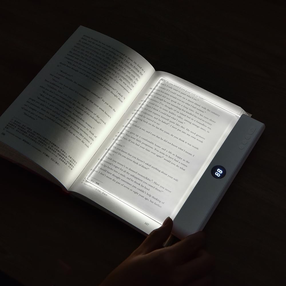 Clear LED Flat Book Light – 6.7x5.7" Wireless Panel, Eye-Caring, Perfect For Night Reading & Gifts For Readers