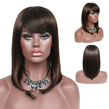 Amazon Com 14 Synthetic Silky Straight Full Bobo Wig Medium