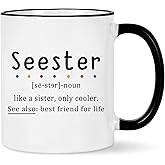 Jmugmt Best Friend Friendship Gifts for Women, Sister Gifts, Sisters Gift from Sister, Friends Mug, Seester Definition, Bestie Birthday Christmas Gift 11OZ Black Handle