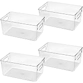 Clear Plastic Storage Bins, Pantry Organizers and Storage Containers Fridge Organizer Bins for Organizing Kitchen Cabinet Organizer Bin Bathroom Freezer Refrigerator Organization