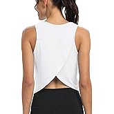 Mippo Workout Tops for Women Cropped Open Back Sleeveless Tank Tops Athletic Gym Yoga Shirts Loose Fit