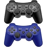 Ceozon PS3 Controller 2 Pack Play-Station 3 Controller Wireless with Six-Axis Dual Vibration Control with Charging Cables Bla