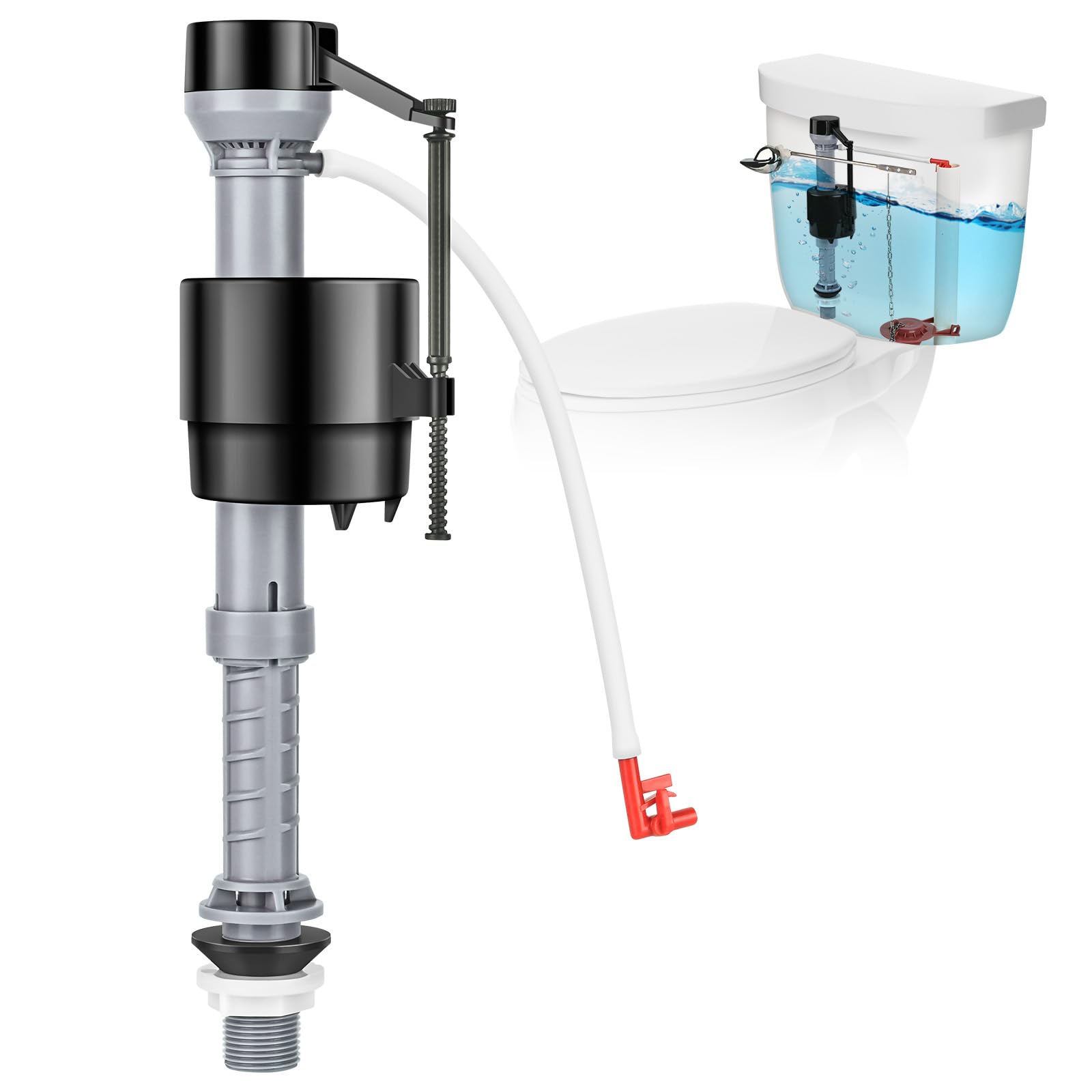 Photo 1 of Houpeoro Universal Toilet Flusher Replacement Kit, Toilet Fill Valve Replacement Kit, Toilet Parts Inside Tank Kit, Adjustable, Quiet and Easy to Install (1-Pack)