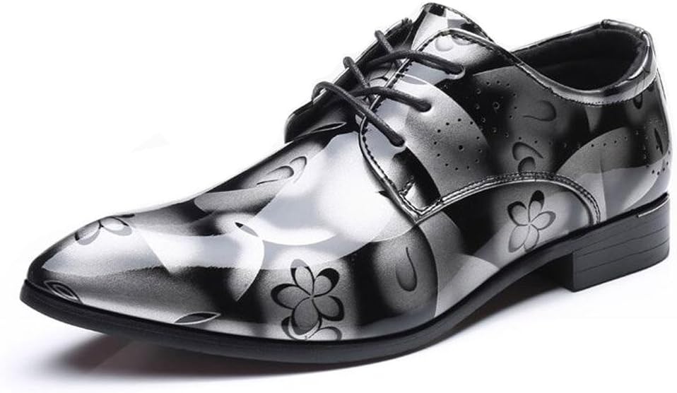 JOMNM Men's Slip On Patent Leather Lace Up Fashion Lined Classic Modern Formal Business Shoes