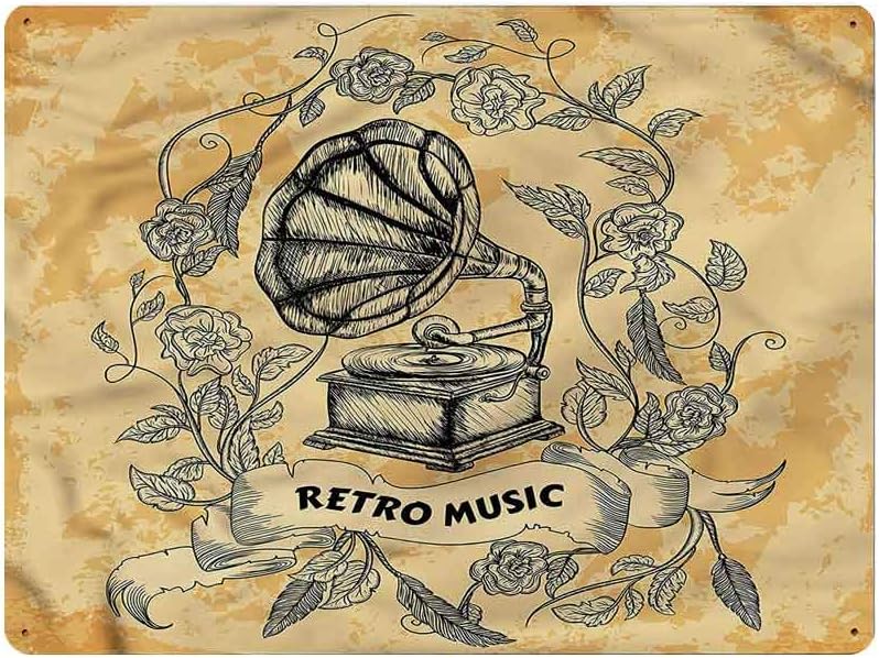 Amazon Com Homesonne Metal Iron Painting Vintage Gramophone Rose Petals Metal Vintage Decor Retro Fashion Chic Funny 7 8x11 8 Inch Home Kitchen