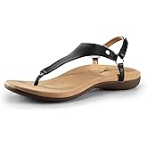 DREAM PAIRS Women's Flat Sandals Arch Support Orthopedic Comfortable Soft Cushion Summer T-Strap Walking Thong Sandals