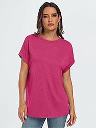 AUTOMET Womens Summer Tops Oversized Short Sleeve