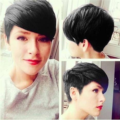 Lquide Short Pixie Cut Balck Natural Hair Synthetic Wigs For Women