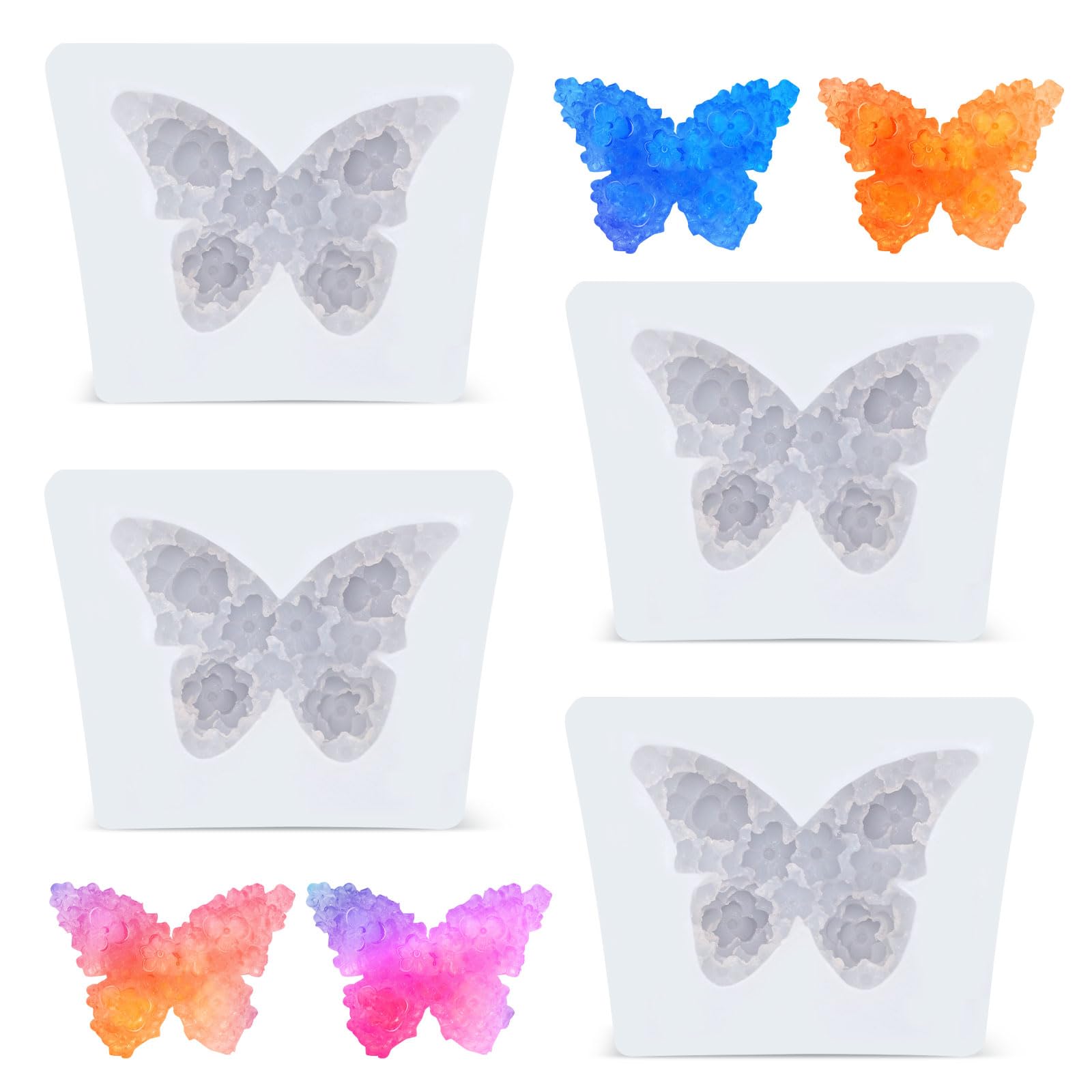 4pcs Butterfly Silicone Molds, Creative Butterfly Chocolate Mold Versatile Butterfly Fondant Mold Butterfly Cake Mold for Resin Baking Candy Making Candle Plaster Clay Gum Soap