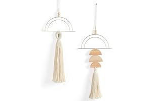 IOWER Boho Wall Decor Macrame Wall Hanging Bohemian Bedroom Wall Art Bathroom Decor Kitchen Tassel Home Wall Aesthetic Christmas Gifts 2 Pcs