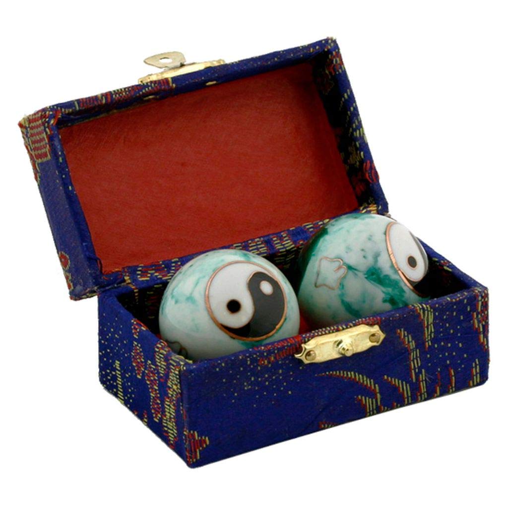 Chinese Health Balls with Chimes and Yin Yang (Balance) Symbol. Health balls stimulate acupressure points. Balls come in a traditional chinese presentation box.