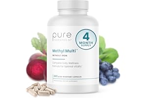 Pure Therapro Rx Methylated Multivitamin for Men and Women | Methyl Multi Without Iron + Methyl B12 & Methylfolate | Pharma Grade | 240 Capsules, 4-Month Supply