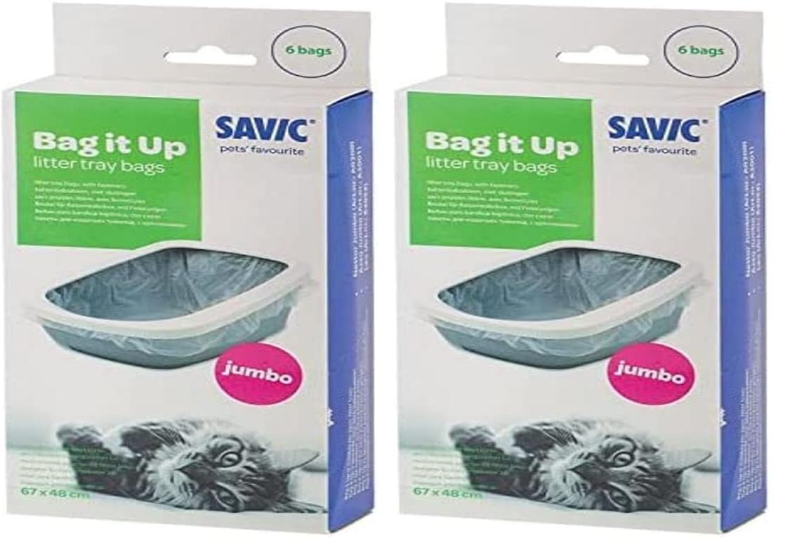Savic Bag It Up Cat Litter Tray Liner 6 Bags, Jumbo (Pack of 2)