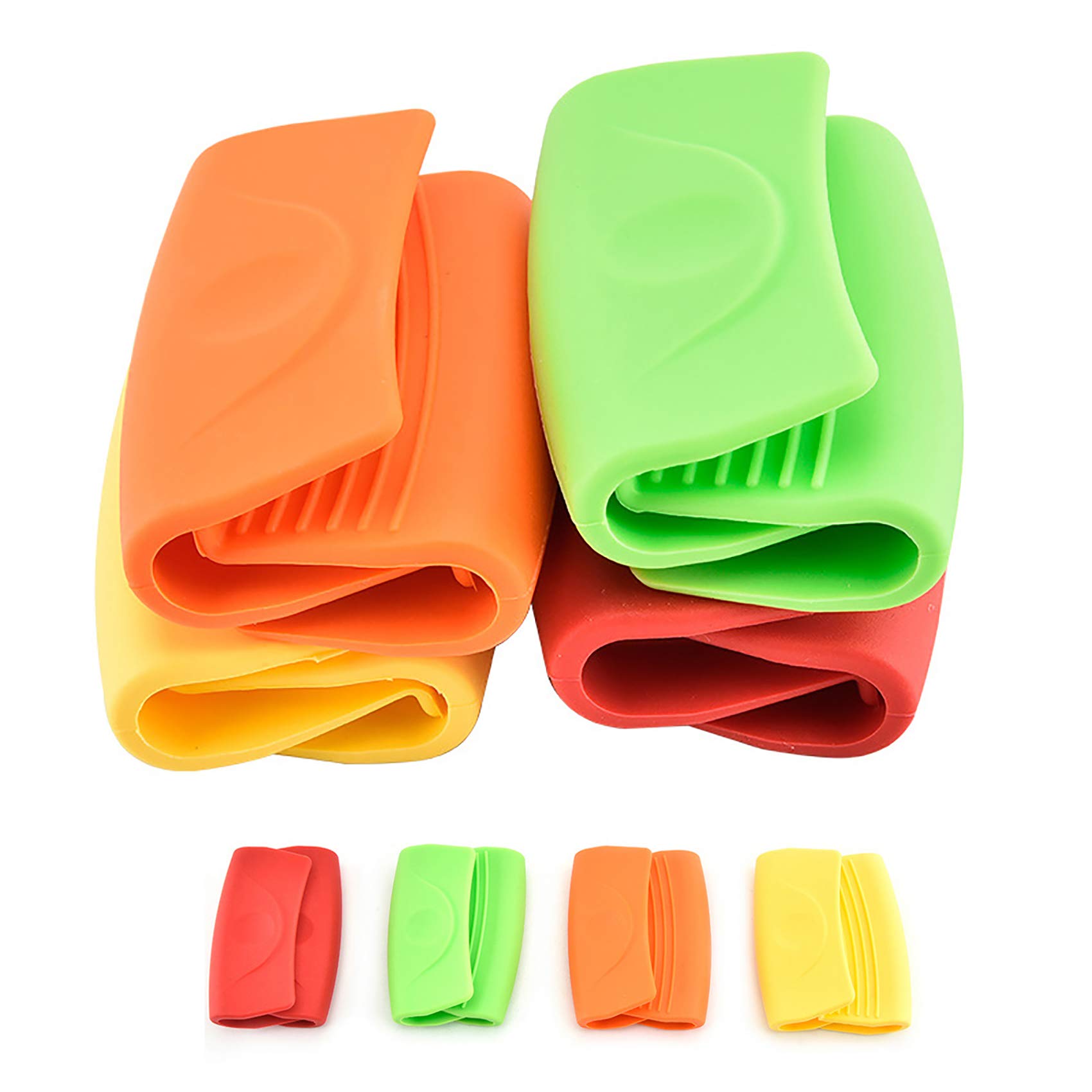 minzhenamz 4 Pairs Silicone Pot Holders Non-Slip Pot Holder Handle Oven Mitts Heat Resistant Cooking Clamp Grip Silicone Pot Holder Pot Glove for Cooking, Baking, Kitchen, Heat Resistant