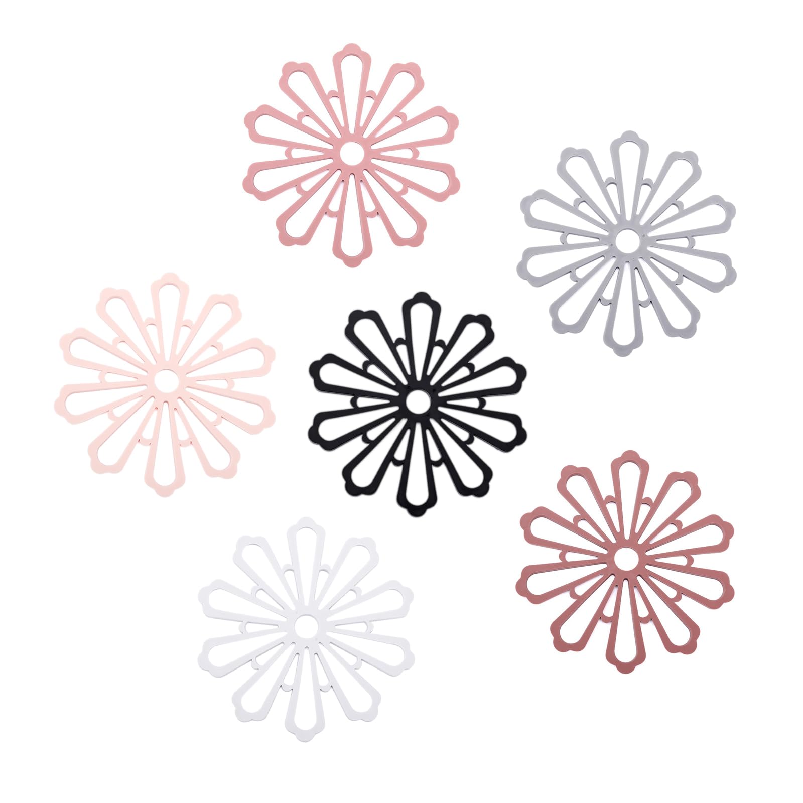 JYJLLM 6Pcs Silicone Placemats Set - Heat Resistant Table Mats for Worktops and Dining, Round Place Mats for Kitchen Decor