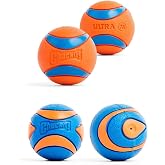 Chuckit! Ultra Squeaker Dog Balls, Floating, Medium 2.5-in, 4-Pack | Durable rubber dog toy, high-bounce fetch; floats & Sque