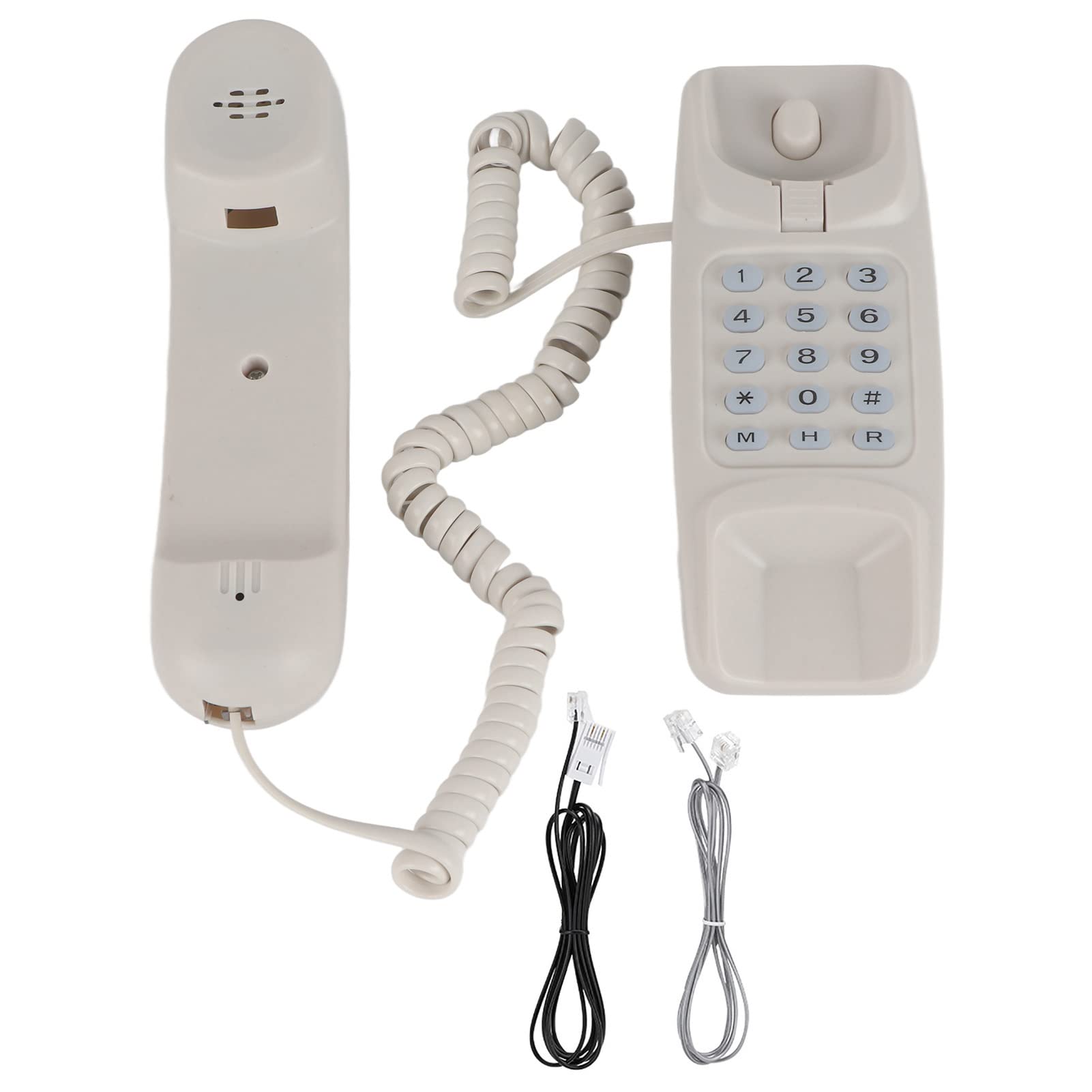 Goshyda Wall Mount Landline, Hotel Home Use No Screen Protection Fixed Telephone, Desktop And Wall Mounting Corded House Phones, With Flash, Mute Function, for Elevators, Office(White)