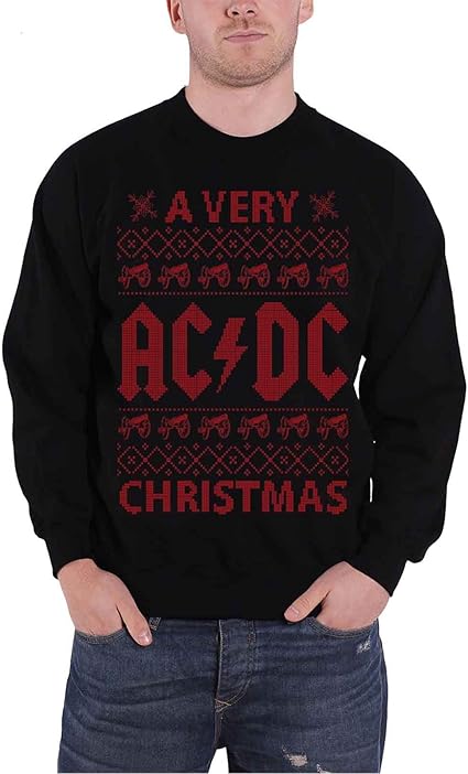 AC/DC Plastic Head Mens Christmas Jumper - Black - XX Large: Amazon.co ...