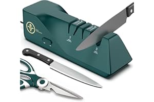 Knife Sharpener, Diamond Abrasives Electric Knife Sharpener for Stainless Steel and Ceramic Knives, with Dust Collection Box,