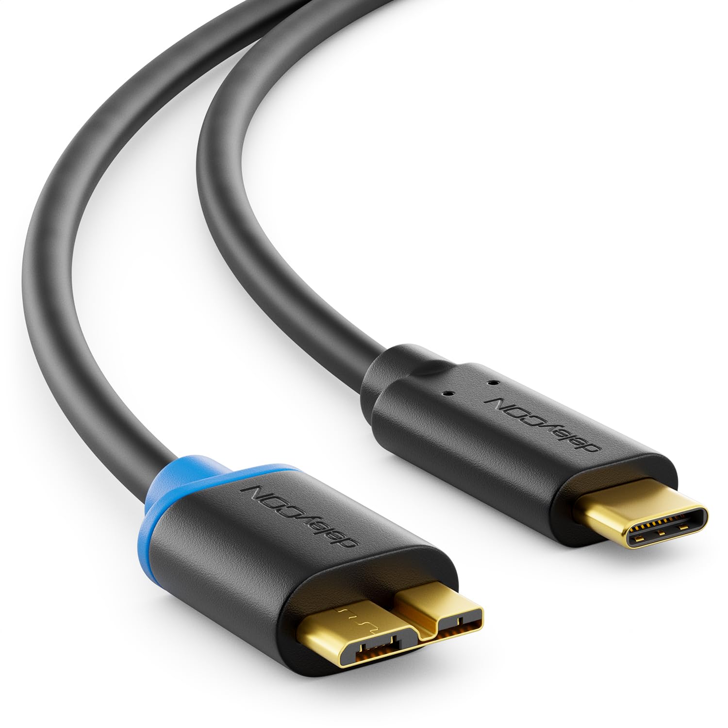 deleyCON 0.5m (1.64 ft.) USB 3.0 Cable - Connector Type 3.1 - USB C to Micro USB - 5 Gbps Charge Cable Data Cable for e.g. Smartphone Tablet Notebook Charger - Black