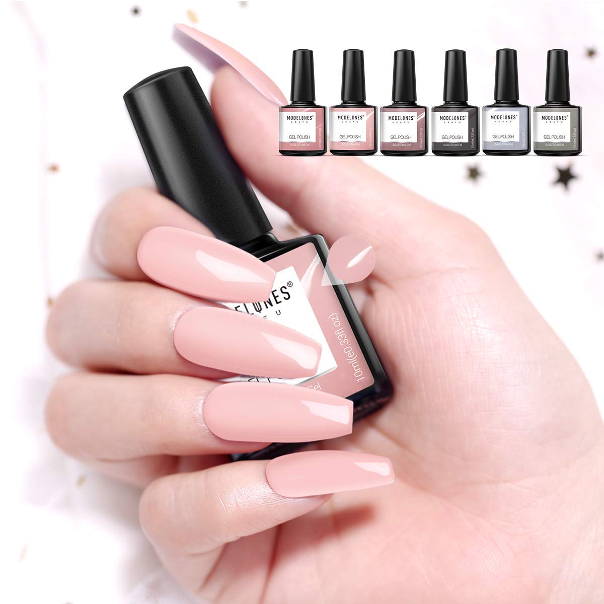 Gel Nail Polish Kit Modelones Gel Nail Polish Kit with U V light 48W Nail Lamp 6 Nude Grey Pink Gel Nail Polish Set, Matte Gel Top Coat, Gel Base and Top Coat(0.34 fl.oz each), Gel Manicure Nail Tools : Beauty