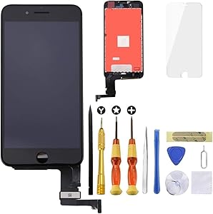 USlansis iPhone 8 Plus Screen Replacement 3D Touch Screen Glass Digitizer Frame Assembly Set with Tempered Glass Screen Protector + Repair Tools + Instruction (5.5 Inch Black)