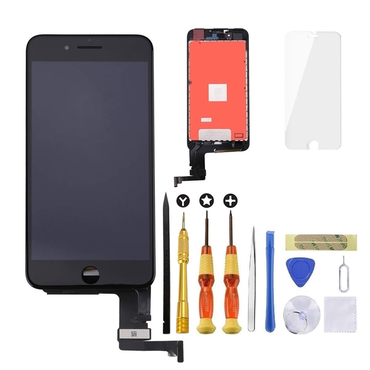 USlansis iPhone 8 Plus Screen Replacement 3D Touch Screen Glass Digitizer Frame Assembly Set with Tempered Glass Screen Protector + Repair Tools + Instruction (5.5 Inch Black)