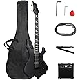 Ktaxon Burning Fire Design Electric Guitar Kit, 39-inch HSH Pickup Electric Guitar Beginner Guitar Set with Amplifier, Rosewood Fingerboard, 5-Ways Pickup Switch (Matte Black)