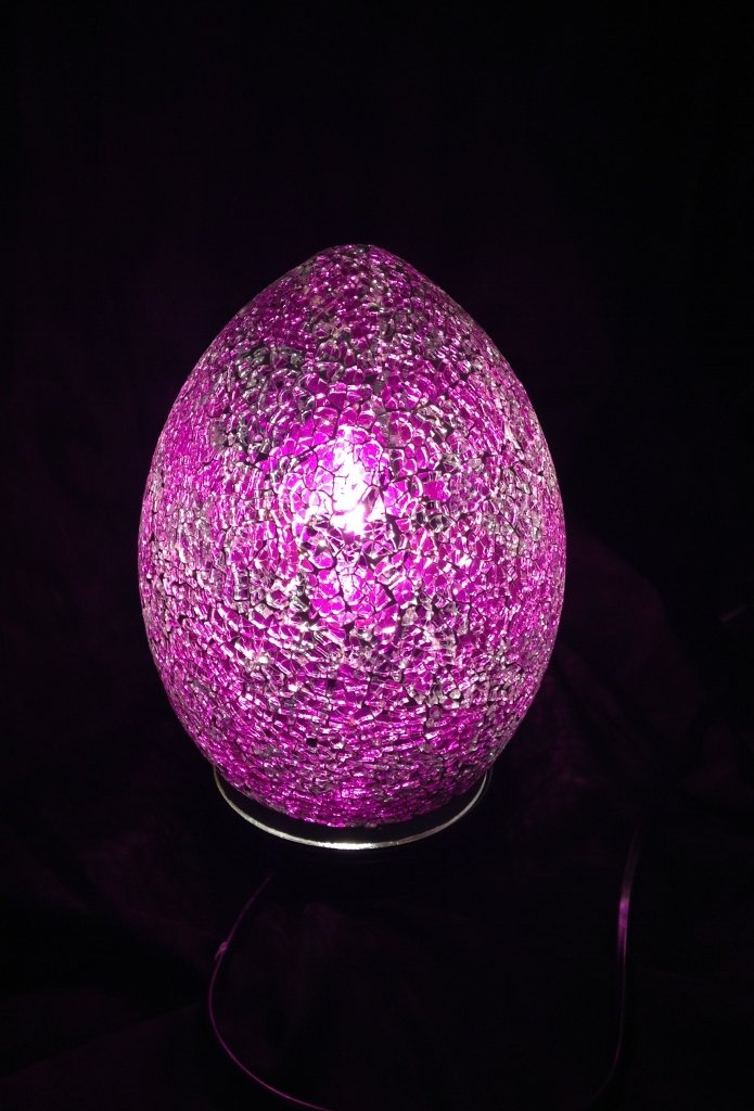 Mosaic Egg Lamp, Glass, Pink Rose, Medium