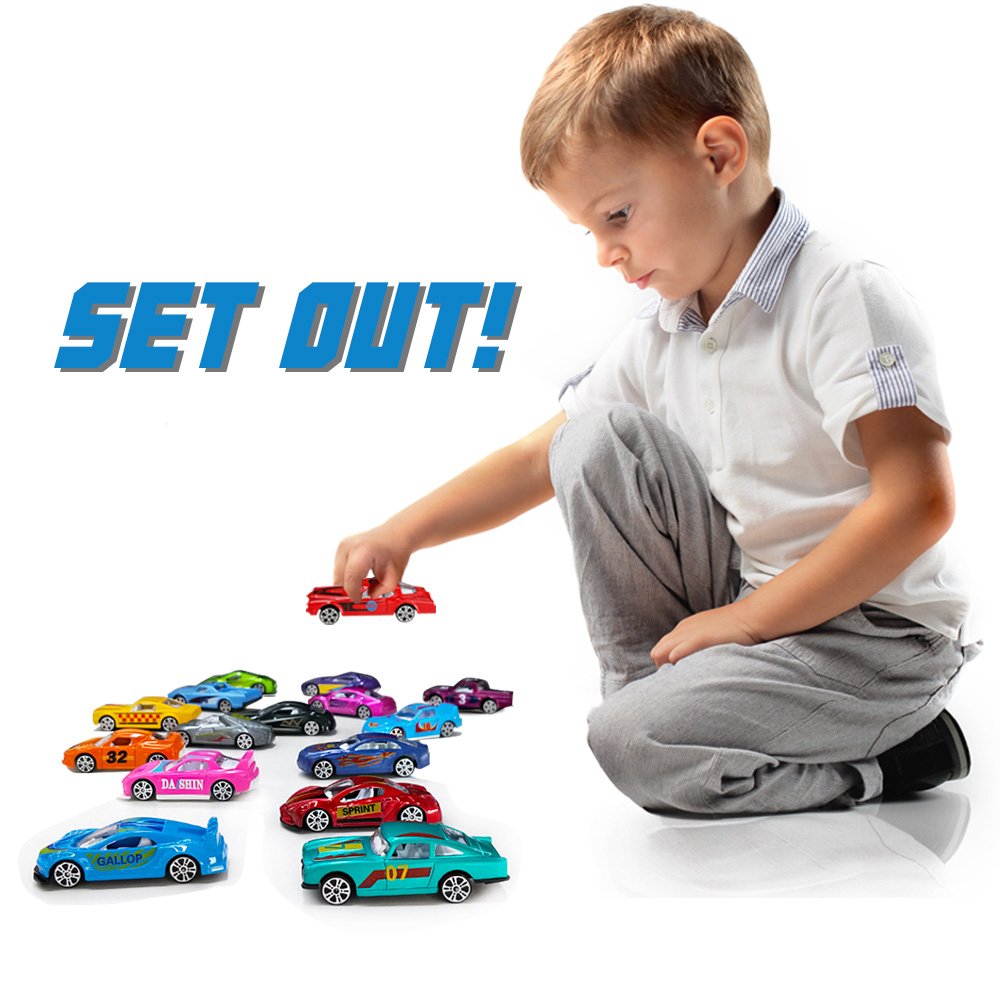 Metall Spielzeugauto Set 16PCS Modellautos 1:64 Fahrzeugmodell für Kinder Alter 3 4 5