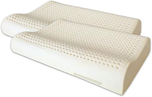 Marcapiuma Set Of 2 Natural Latex Pillows Wave Shaped Ultra