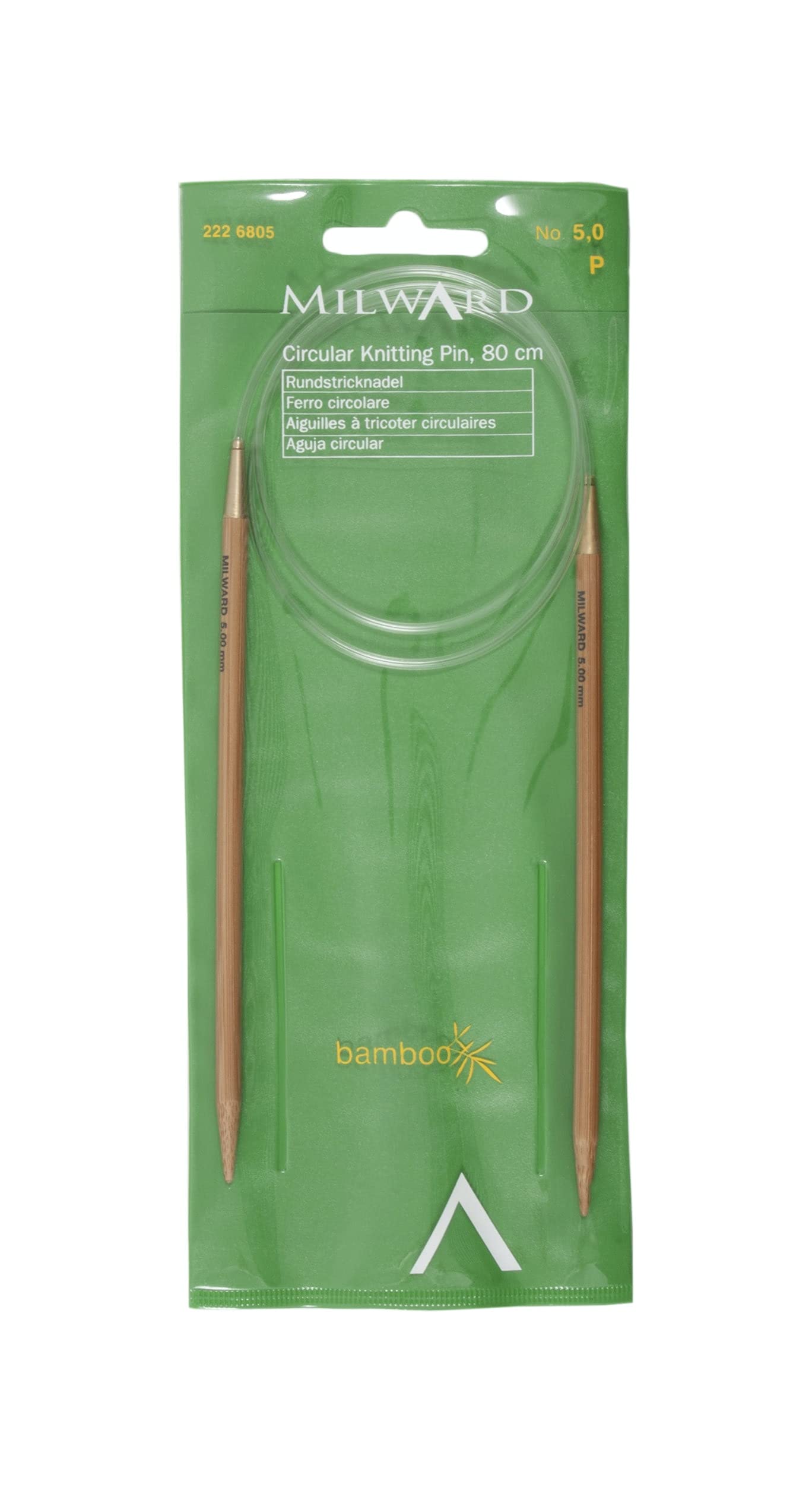 Bamboo Fixed Circular Knitting Needles, 80cm, 5.0mm