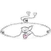 Palpitate Pig Bracelet Pig Gifts for Pig Lovers Women Flying Pig Bracelet for Women Sterling Silver Pink Pig Bracelet Pig Jewelry