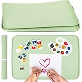 acDesign 2Pcs Silicone Painting Mat with Raised Edge 24" x 16" Waterproof Non-Slip Silicone Craft Mat for Painting, Clay，Jewelry-Making，Green